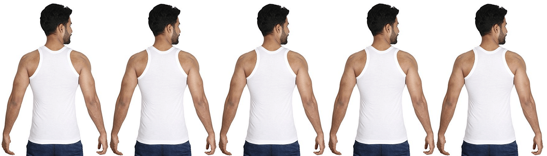     			D1 DIFFERENT ONE Pack of 5 Cotton Basic Vest For Men ( White )