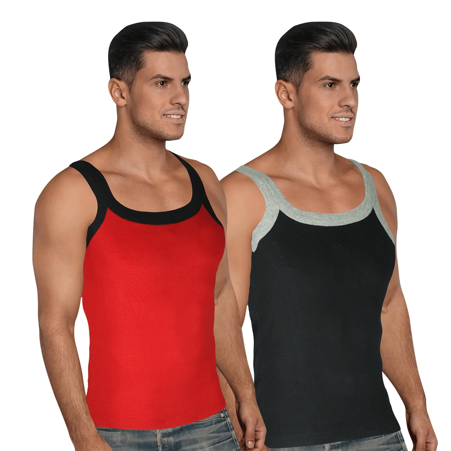 D1 DIFFERENT ONE Pack of 2 Cotton Gym Vest For Men ( Multicolor ) D1 DIFFERENT ONE Pack of 2 Cotton Gym Vest For Men ( Multicolor )