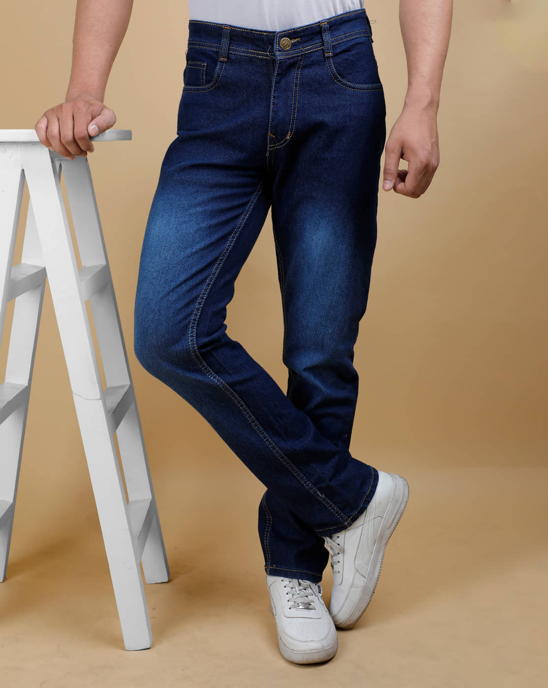 Eyebogler Skinny Fit Distressed Men's Jeans - Navy Blue ( Pack of 1 ) - Jeans | Buy online on ZillyBuy