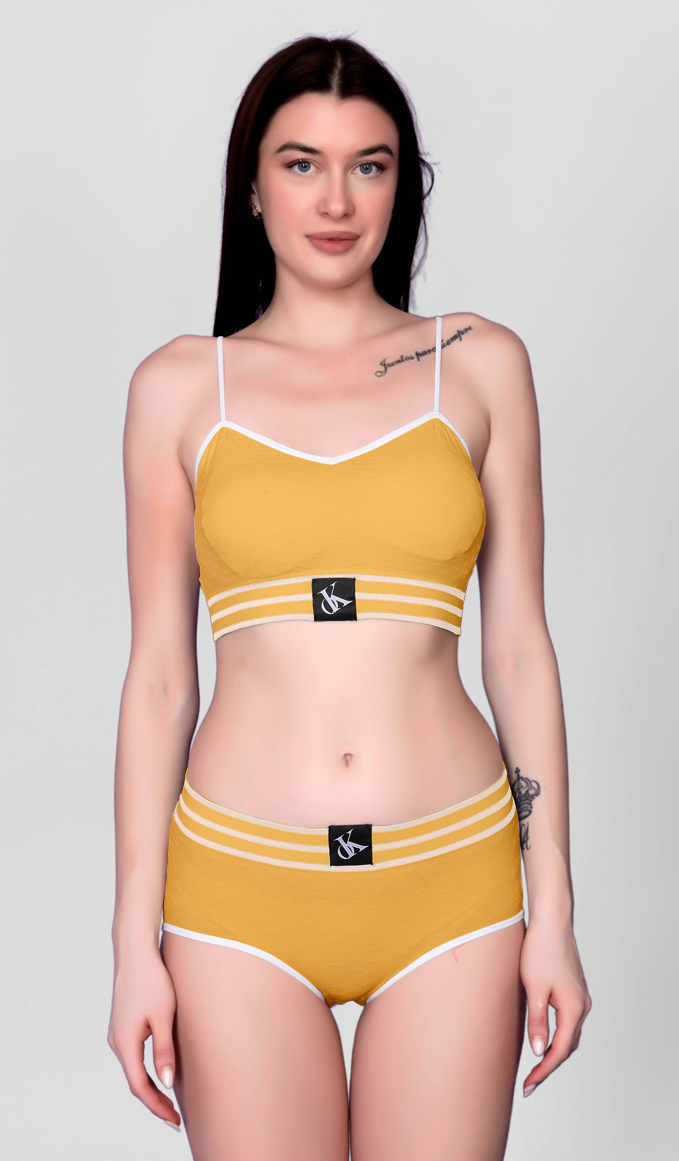     			Flenzy Pack of 1 Nylon Bra & Panty Set For Women ( Yellow )