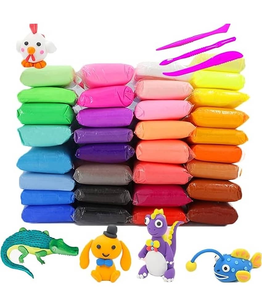 Freedy (Pack of 12) Air Dry Clay, Colorful Children Soft Clay, Creative Art Crafts, Gifts for Kids-Multi Color. Non-Toxic Modeling Magic Fluffy Foam Bouncing Clay Putty Kit for Kids with Tools - Stationery | Buy online on ZillyBuy