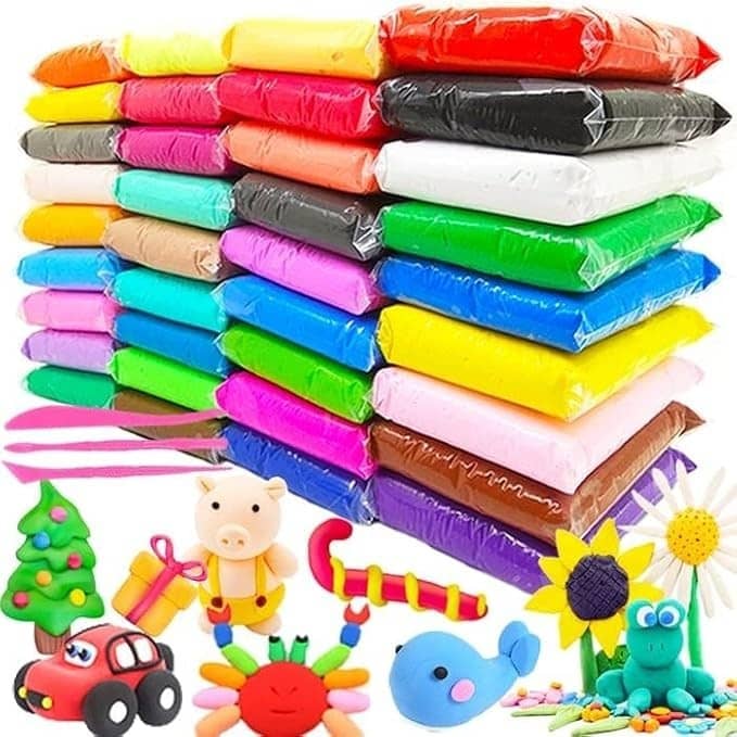 Freedy (Pack of 12) Air Dry Clay, Colorful Children Soft Clay, Creative Art Crafts, Gifts for Kids-Multi Color. Non-Toxic Modeling Magic Fluffy Foam Bouncing Clay Putty Kit for Kids with Tools