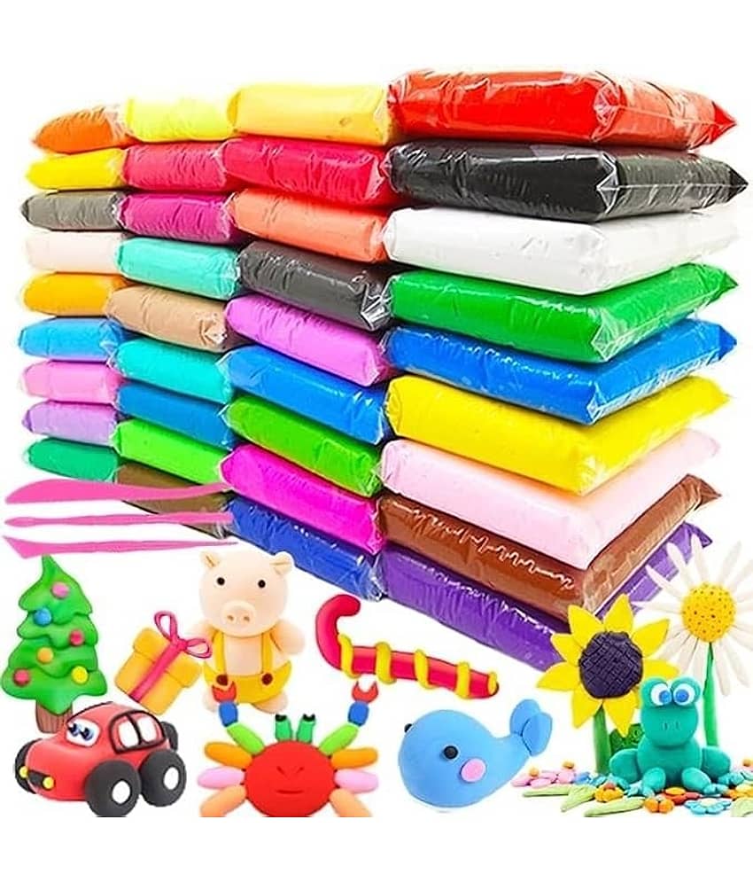Freedy (Pack of 12) Air Dry Clay, Colorful Children Soft Clay, Creative Art Crafts, Gifts for Kids-Multi Color. Non-Toxic Modeling Magic Fluffy Foam Bouncing Clay Putty Kit for Kids with Tools - Stationery | Buy online on ZillyBuy