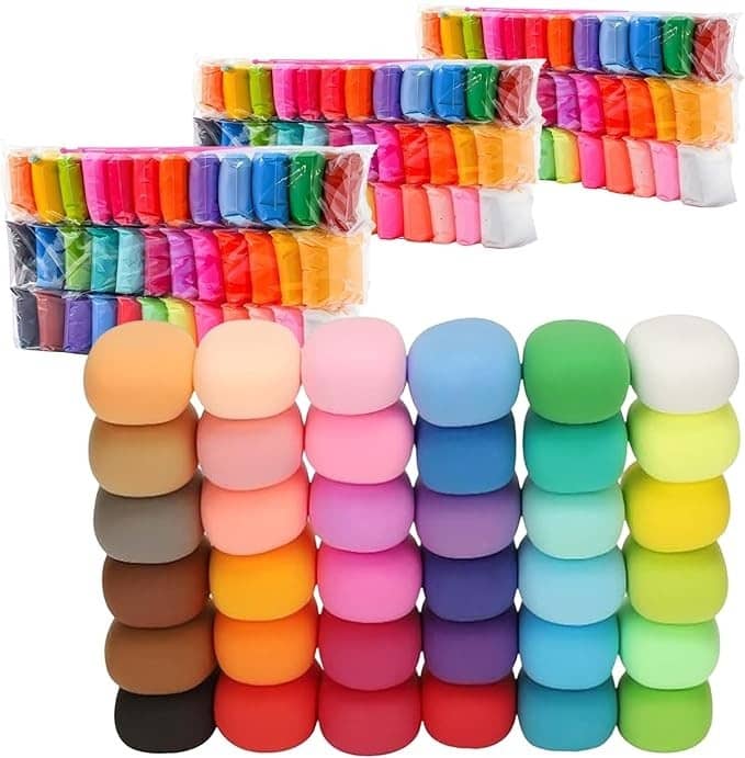 Freedy (Pack of 12) Air Dry Clay, Colorful Children Soft Clay, Creative Art Crafts, Gifts for Kids-Multi Color. Non-Toxic Modeling Magic Fluffy Foam Bouncing Clay Putty Kit for Kids with Tools