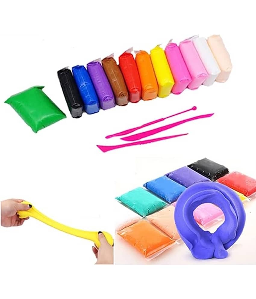 Freedy (Pack of 12) Air Dry Clay, Colorful Children Soft Clay, Creative Art Crafts, Gifts for Kids-Multi Color. Non-Toxic Modeling Magic Fluffy Foam Bouncing Clay Putty Kit for Kids with Tools - Stationery | Buy online on ZillyBuy