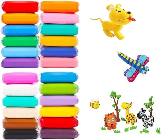     			Freedy (Pack of 12)  Dry Clay, Colorful Children Soft Clay, Creative Art Crafts, Gifts for Kids-Multi Color. Non-Toxic Modeling Magic Fluffy Foam Bouncing Clay Putty Kit for Kids with Tools