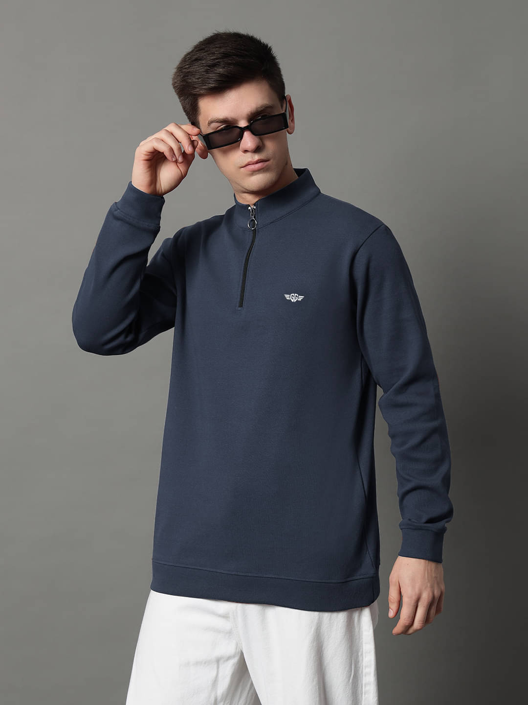     			GET GOLF Fleece High Neck Men's Sweatshirt - Navy Blue ( Pack of 1 )