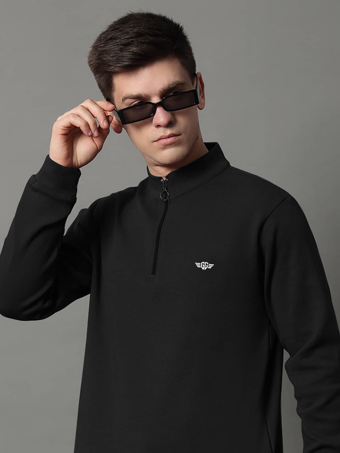 GET GOLF Fleece High Neck Men's Sweatshirt - Black ( Pack of 1 )