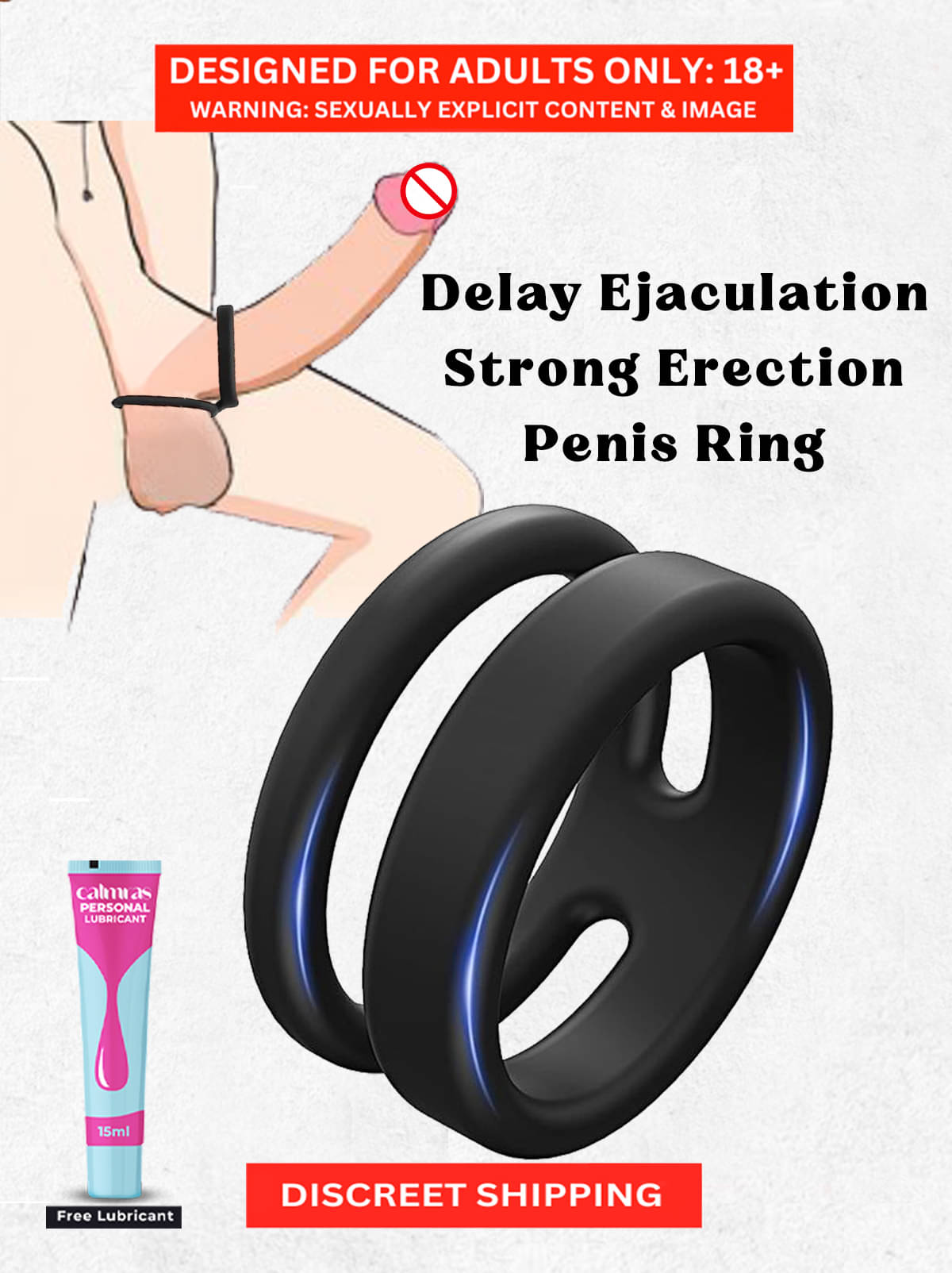     			Game Changer Instant Erection Gainer Stretchable Penis + Balls Ring | Best For Time Delay Cock Ring By Naughty Nights | Free Lube