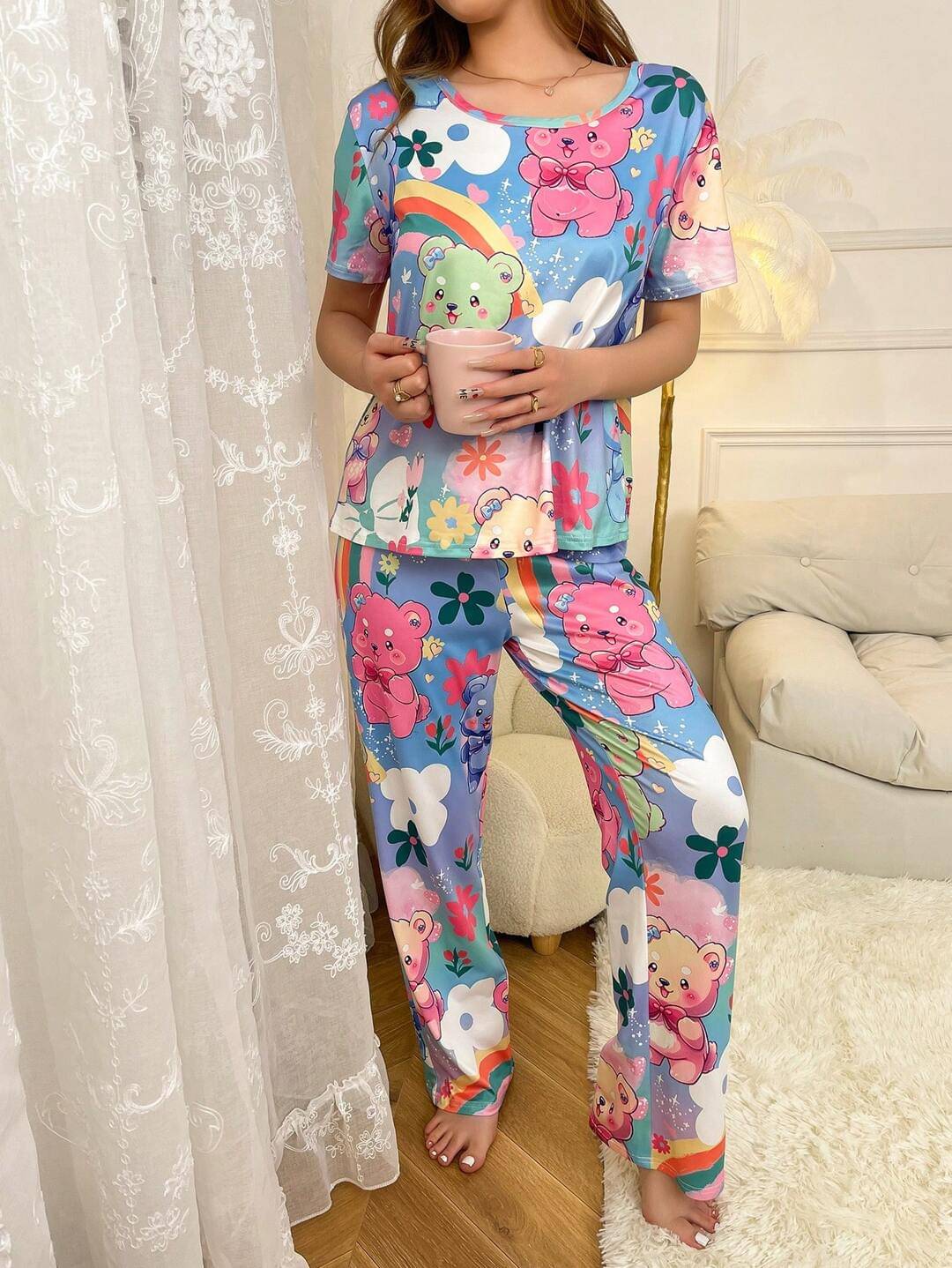     			HARPITA Multicolor Lycra Women's Nightwear Nightsuit Sets ( Pack of 1 )