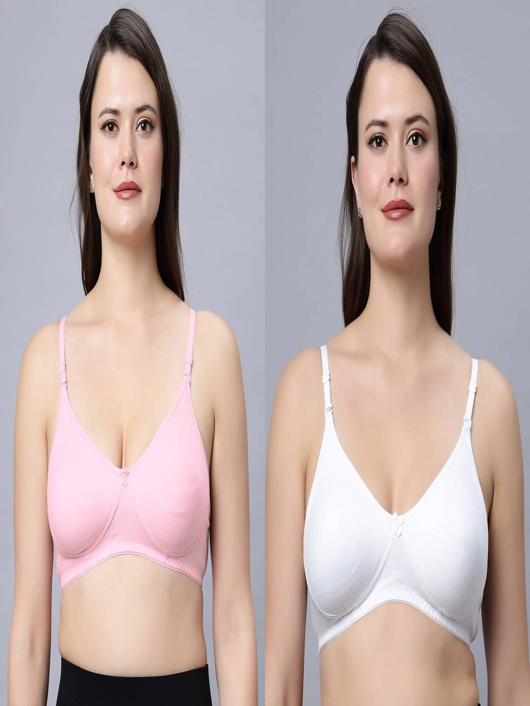 IN CARE LINGERIE Pack of 2 Cotton Blend Non Padded T-Shirt Bra For Women ( Multicolor )     			IN CARE LINGERIE Pack of 2 Cotton Blend Non Padded T-Shirt Bra For Women ( Multicolor )