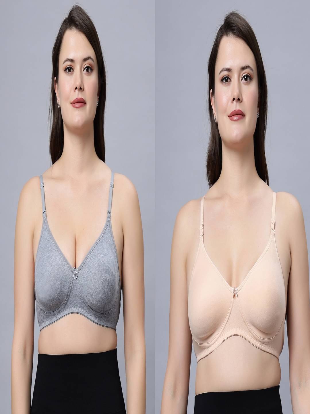 IN CARE LINGERIE Pack of 2 Cotton Blend Non Padded T-Shirt Bra For Women ( Multicolor )     			IN CARE LINGERIE Pack of 2 Cotton Blend Non Padded T-Shirt Bra For Women ( Multicolor )