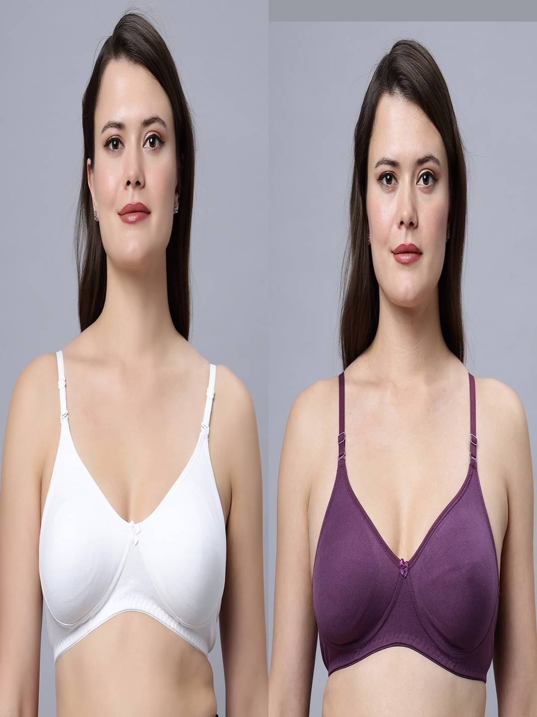 IN CARE LINGERIE Pack of 2 Cotton Blend Non Padded T-Shirt Bra For Women ( Multicolor )     			IN CARE LINGERIE Pack of 2 Cotton Blend Non Padded T-Shirt Bra For Women ( Multicolor )