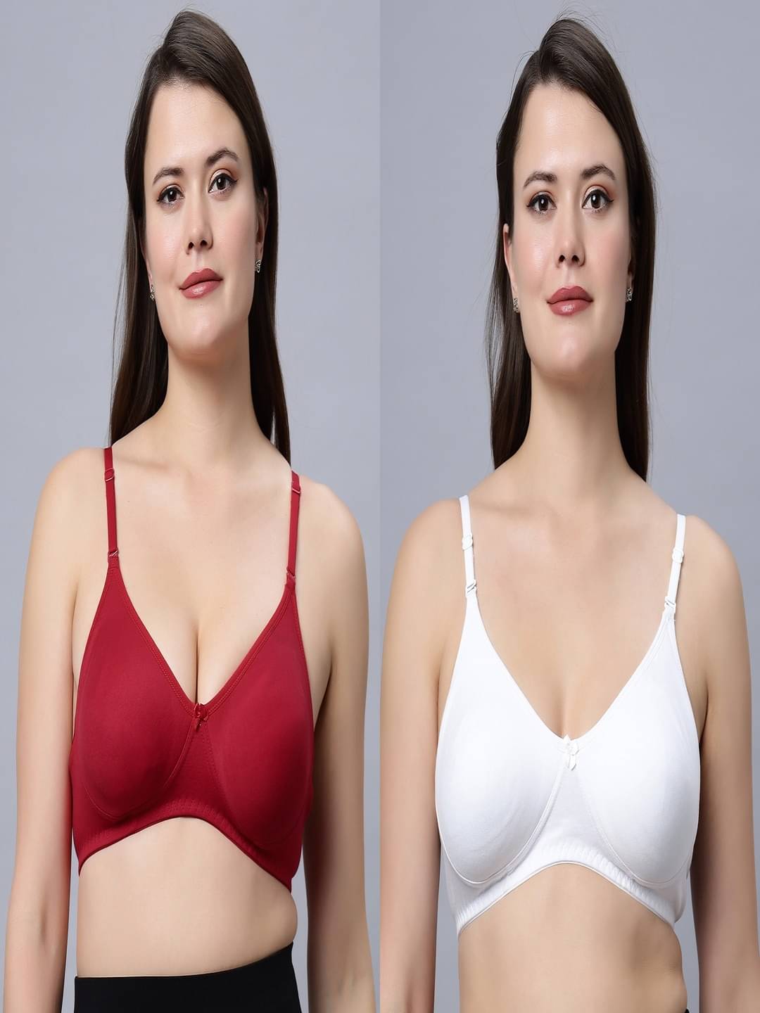 IN CARE LINGERIE Pack of 2 Cotton Blend Non Padded T-Shirt Bra For Women ( Multicolor )     			IN CARE LINGERIE Pack of 2 Cotton Blend Non Padded T-Shirt Bra For Women ( Multicolor )