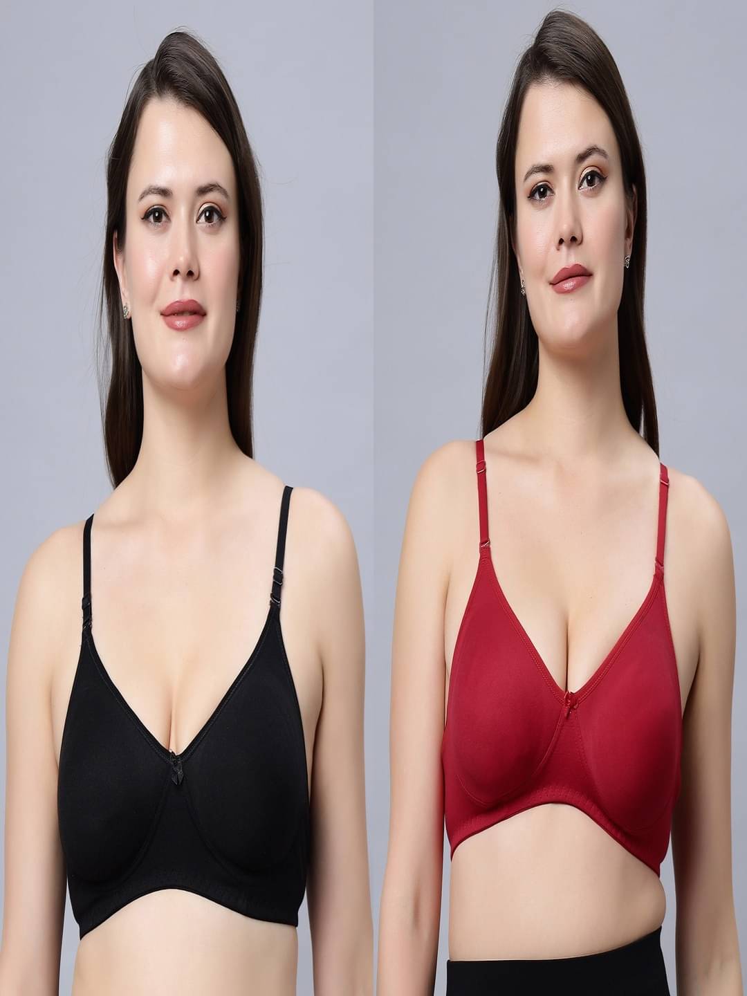 IN CARE LINGERIE Pack of 2 Cotton Blend Non Padded T-Shirt Bra For Women ( Multicolor )     			IN CARE LINGERIE Pack of 2 Cotton Blend Non Padded T-Shirt Bra For Women ( Multicolor )