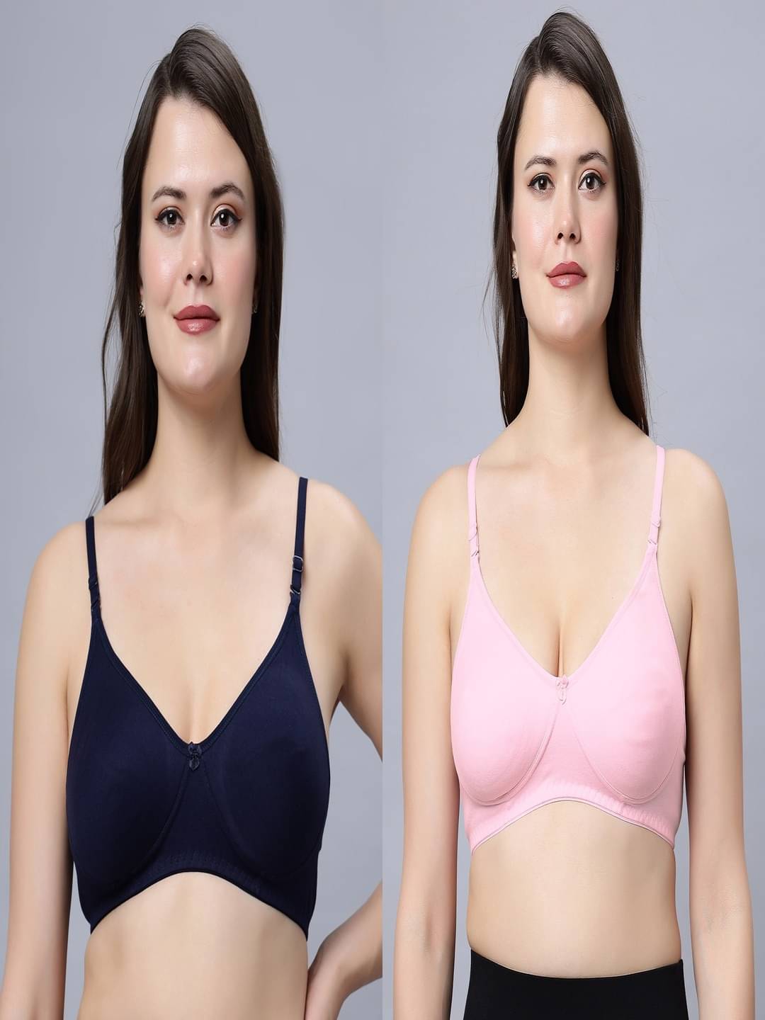 IN CARE LINGERIE Pack of 2 Cotton Blend Non Padded T-Shirt Bra For Women ( Multicolor )     			IN CARE LINGERIE Pack of 2 Cotton Blend Non Padded T-Shirt Bra For Women ( Multicolor )