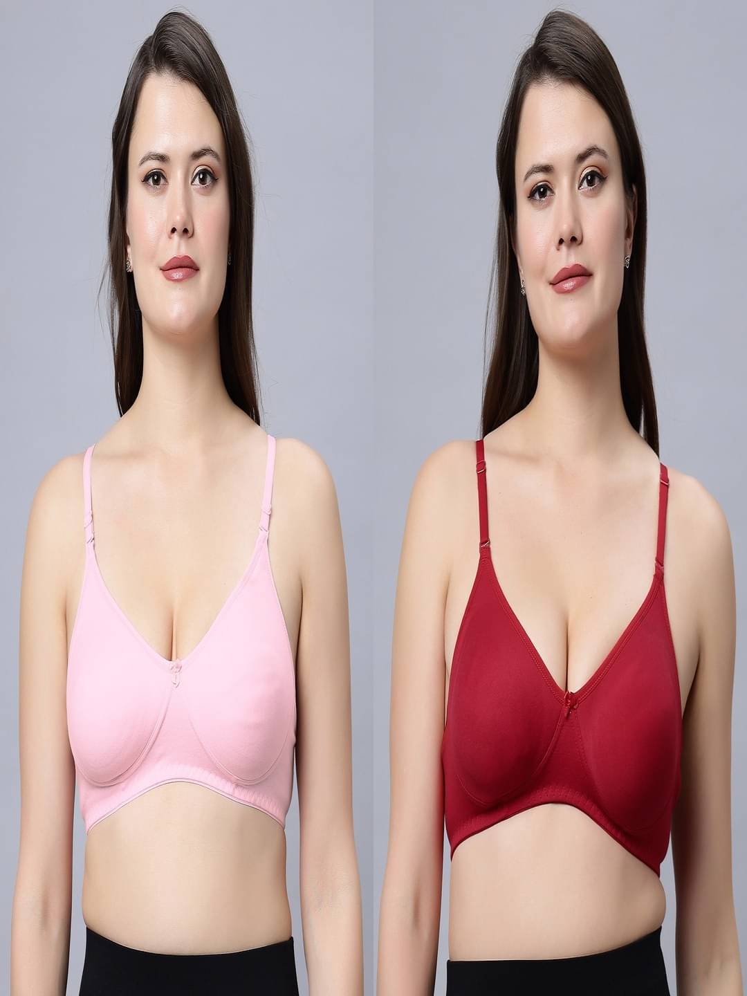 IN CARE LINGERIE Pack of 2 Cotton Blend Non Padded T-Shirt Bra For Women ( Multicolor )     			IN CARE LINGERIE Pack of 2 Cotton Blend Non Padded T-Shirt Bra For Women ( Multicolor )