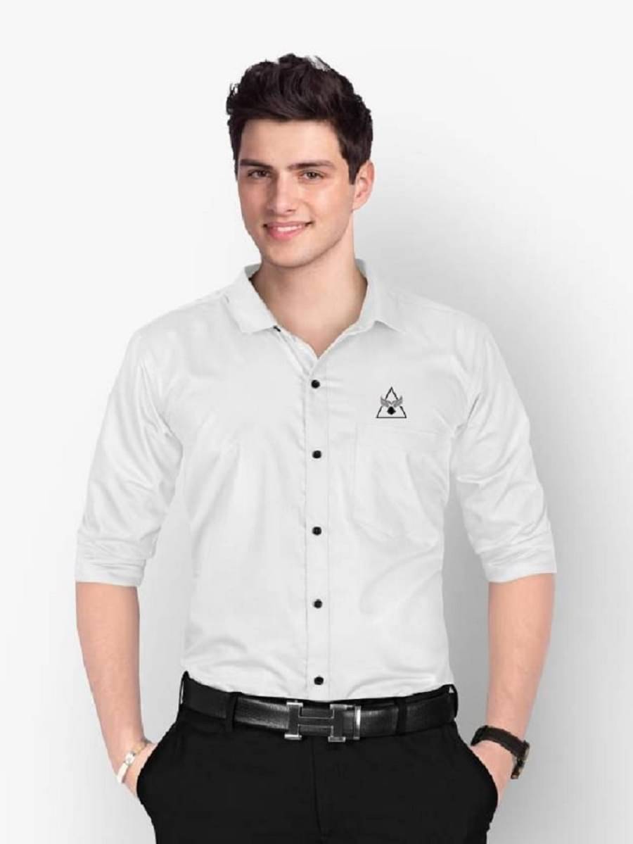     			IQIVLI Cotton Blend Regular Fit Solids Full Sleeves Men's Casual Shirt - White ( Pack of 1 )