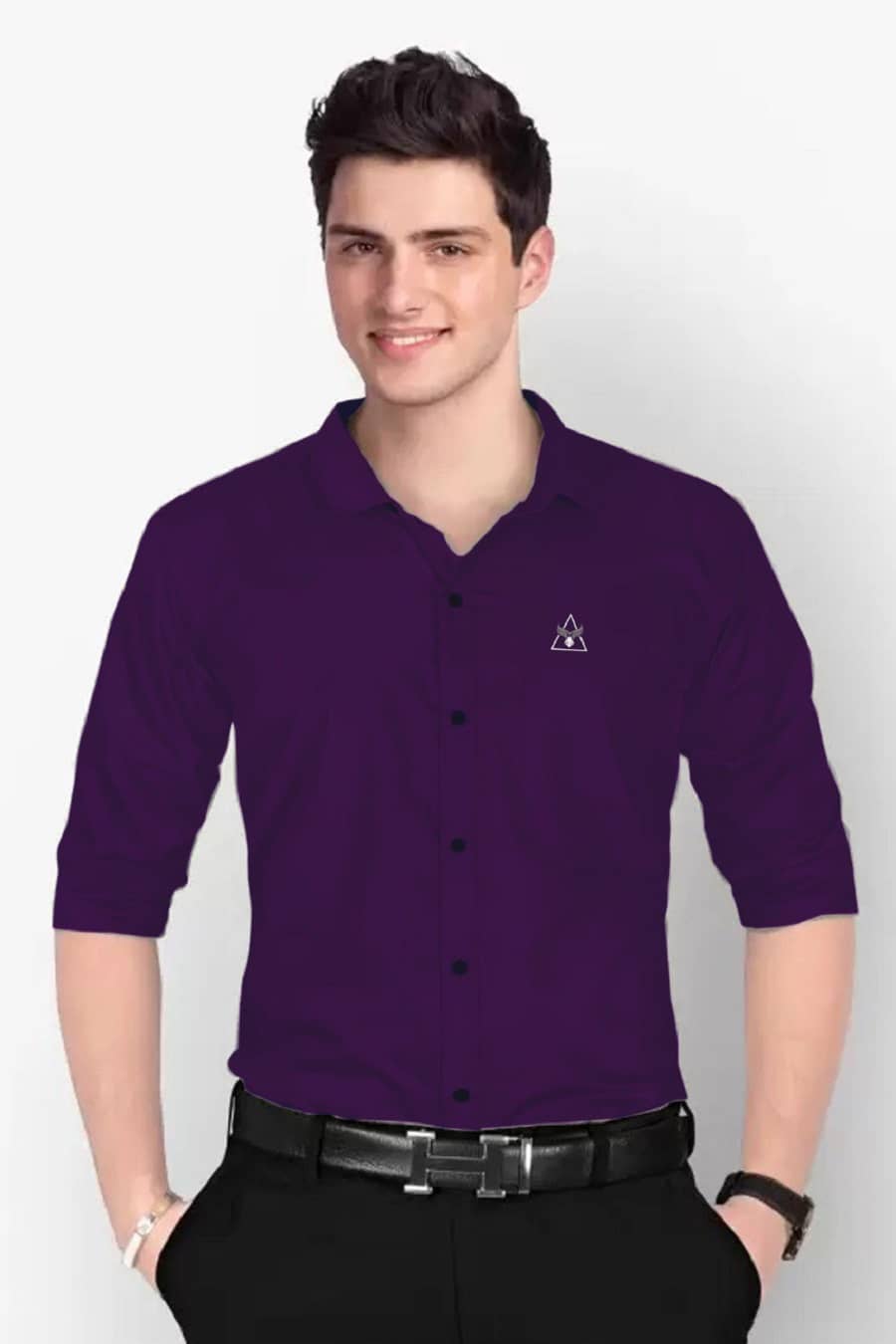 IQIVLI Cotton Blend Regular Fit Solids Full Sleeves Men's Casual Shirt - Black ( Pack of 1 )
