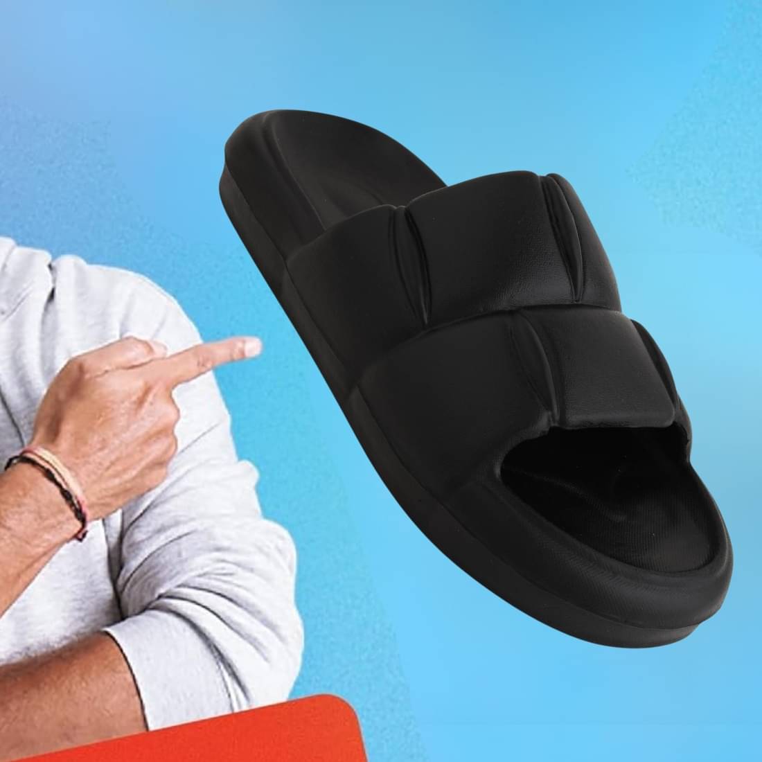     			Jootiyapa Black Men's Slide Flip Flop
