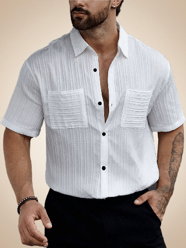     			LENRIZA Cotton Blend Relaxed Fit Solids Half Sleeves Men's Casual Shirt - White ( Pack of 1 )