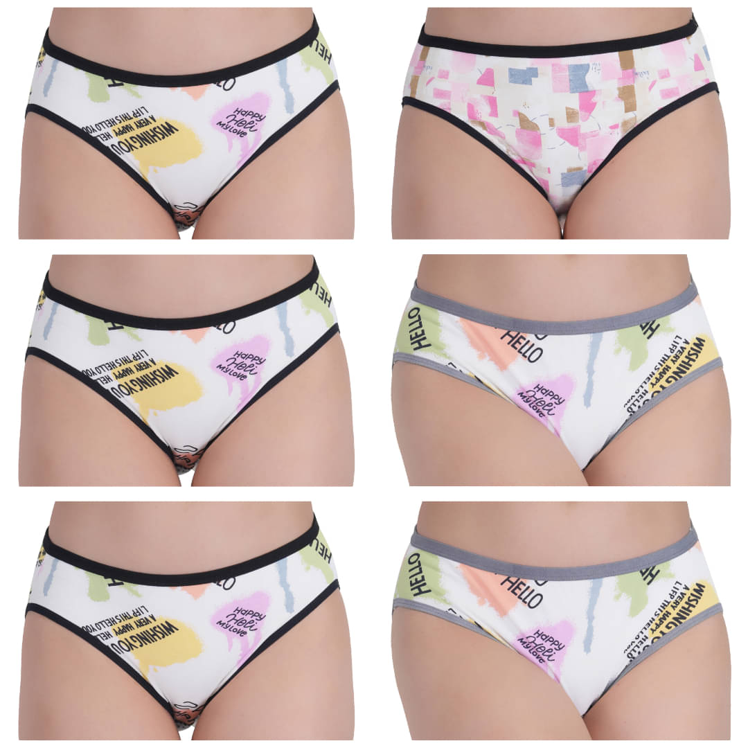 Louis Craft Pack of 6 Cotton Hipster For Women ( Multicolor3 ) Louis Craft Pack of 6 Cotton Hipster For Women ( Multicolor3 )