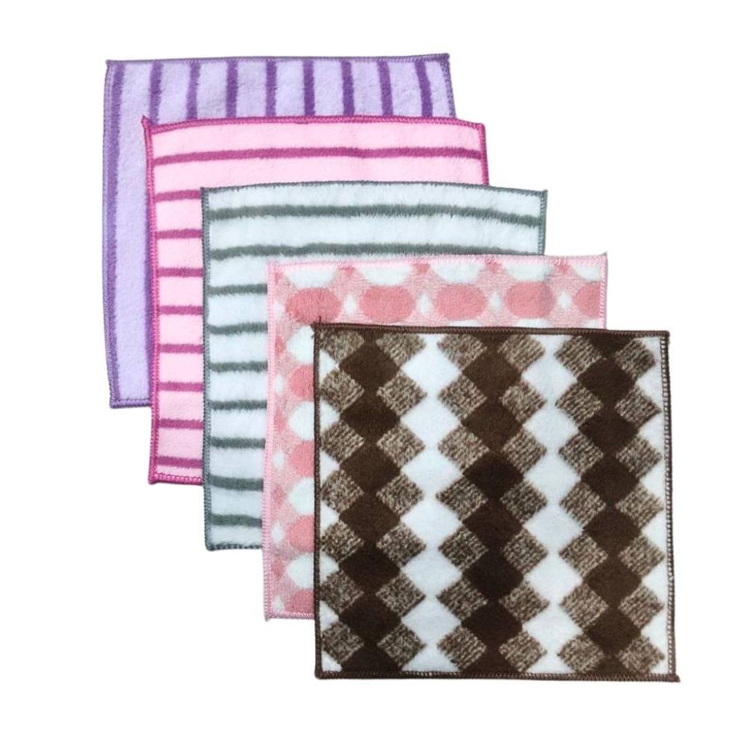     			Microfiber Face Towel/Handkerchief/Rumal/Extra Soft (25 x 25 CM) Pack of 5