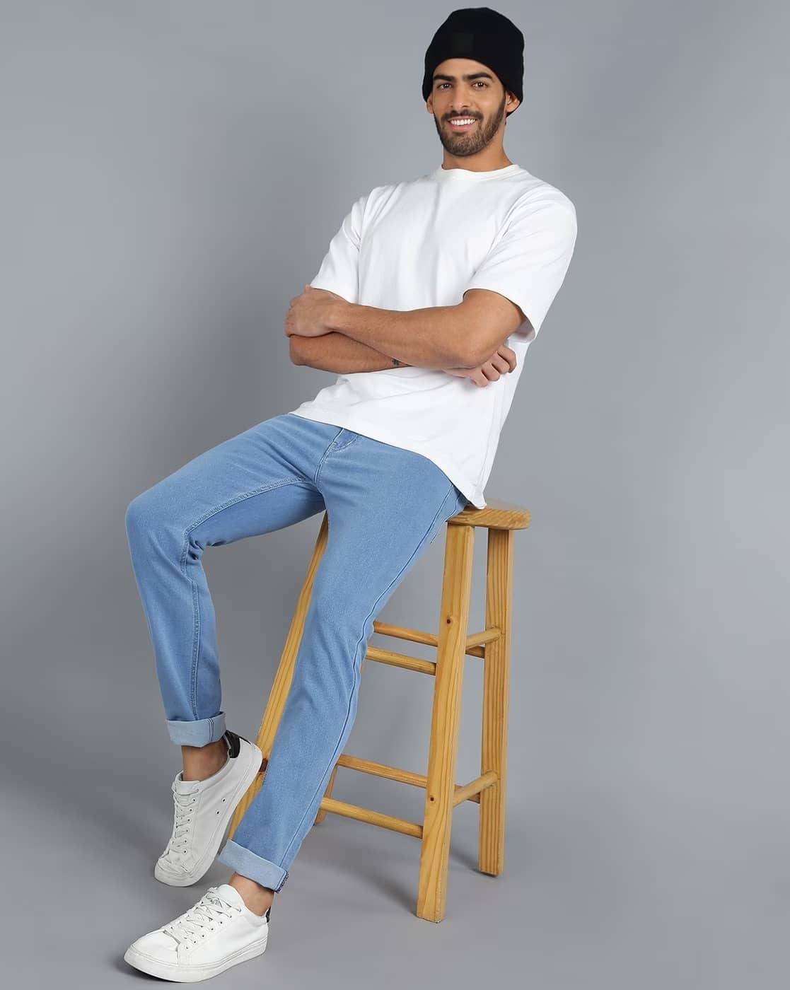 POKHINDA Slim Fit Cuffed Hem Men's Jeans - Blue ( Pack of 1 ) - Jeans | Buy online on ZillyBuy