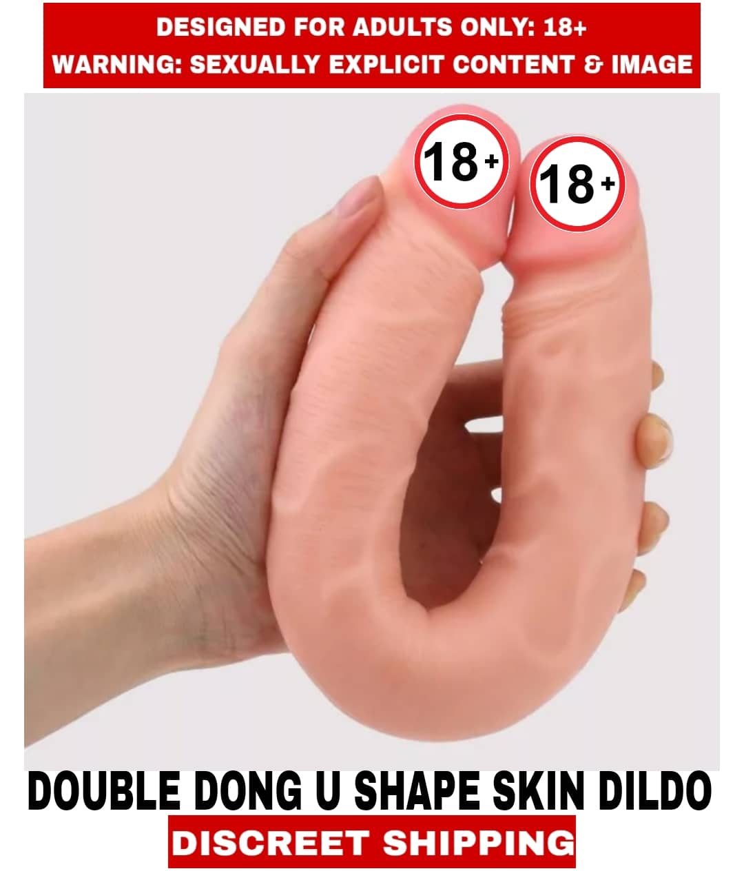 Premium Quality New Sexy toy Double Dong U Shape Skin Color Realistic Dildo Sensual Experience Dildo For Women