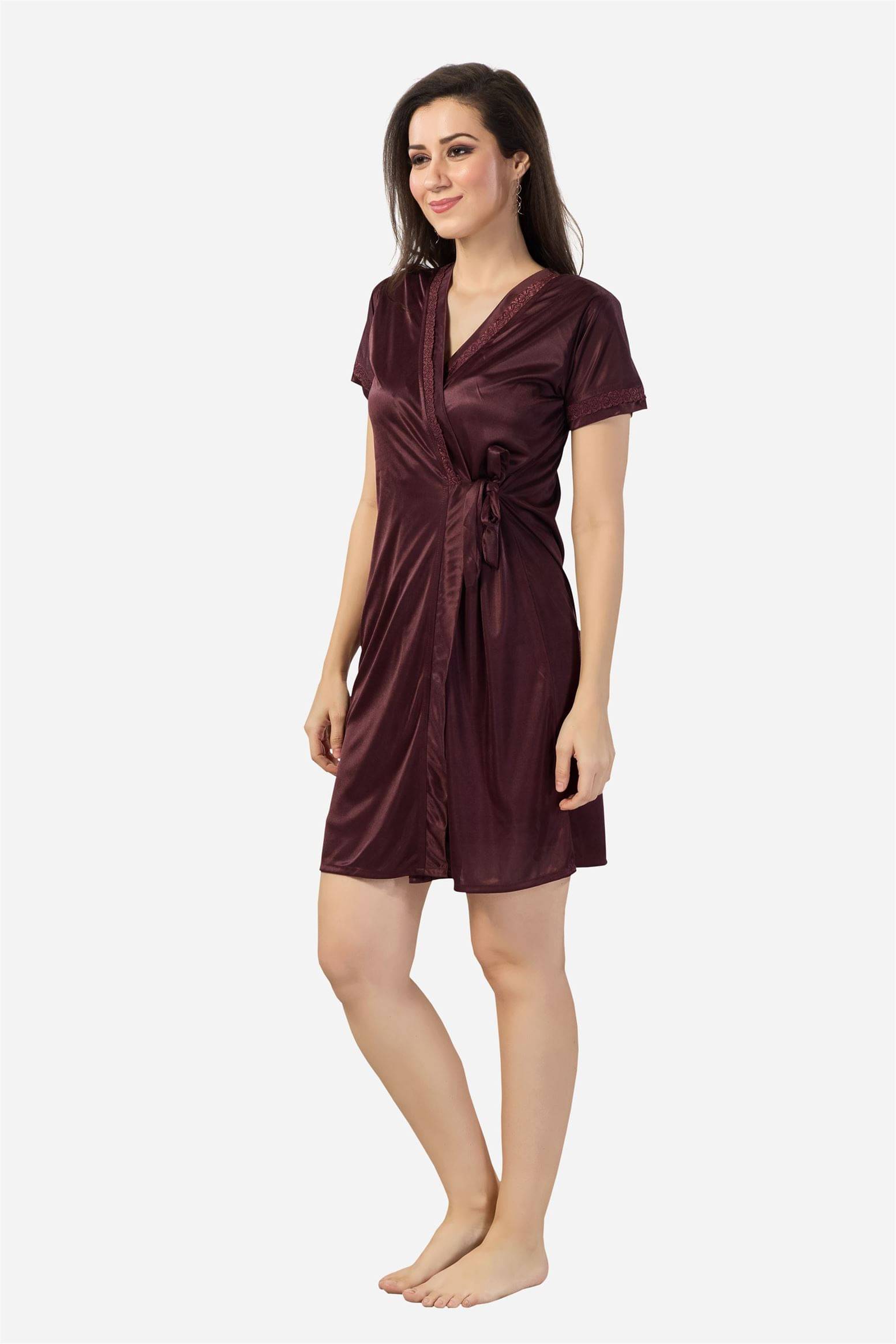     			Romaisa Brown Satin Women's Nightwear Nighty & Night Gowns ( Pack of 1 )