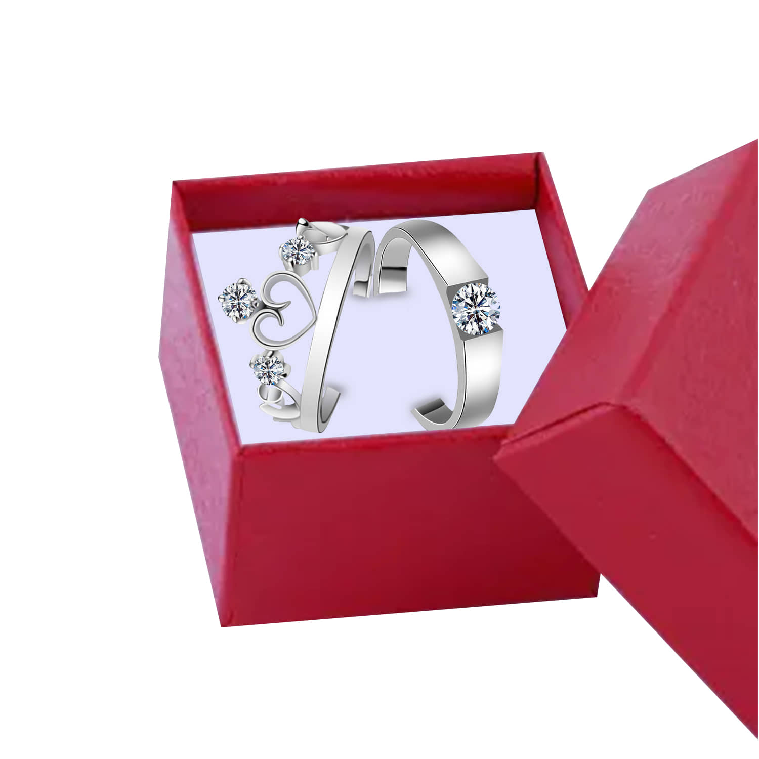 Silver Shine Silver Couple Ring ( Pack of 1 )