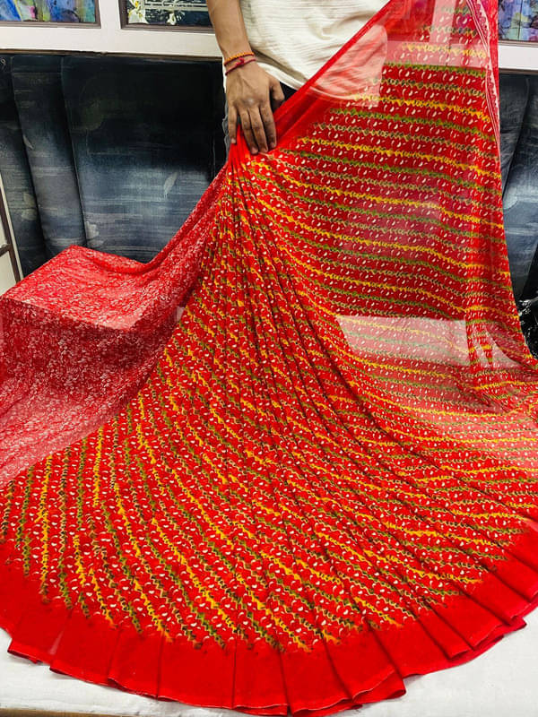 Sitanjali Lifestyle Georgette Printed Saree With Unstitched Blouse Piece ( Red ) Sitanjali Lifestyle Georgette Printed Saree With Unstitched Blouse Piece ( Red )