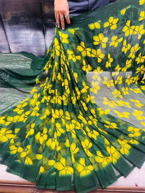     			Sitanjali Lifestyle Georgette Printed Saree With Unstitched Blouse Piece ( Green )
