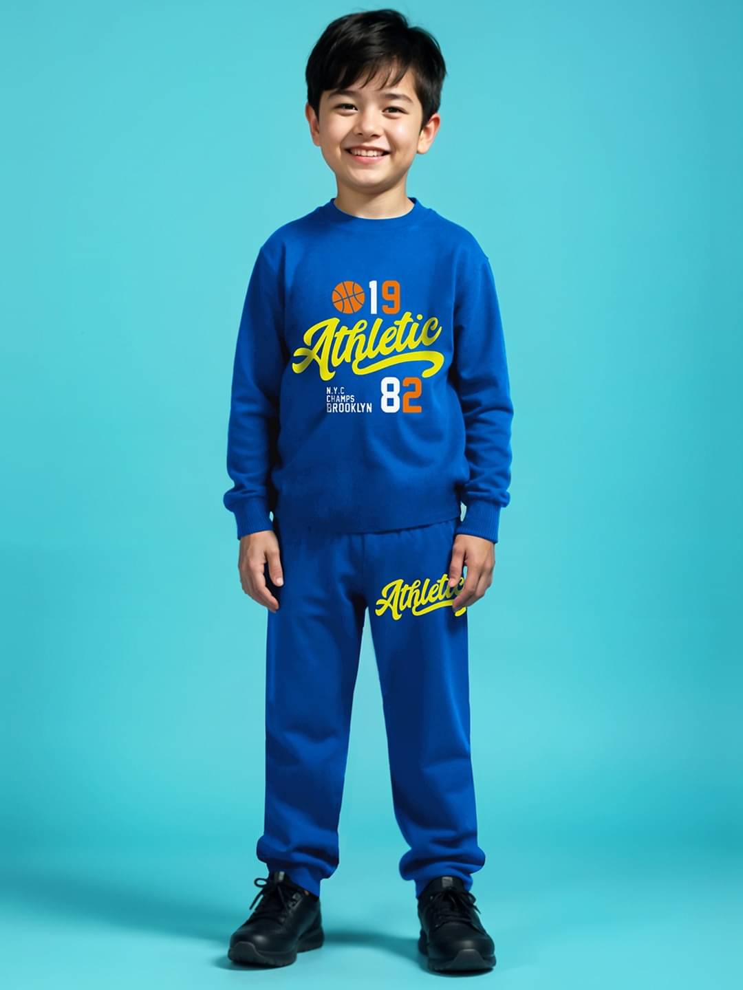 Trampoline Pack of 1 Boys Cotton Blend Sweatshirt & Trackpant Set ( Blue )     			Trampoline Pack of 1 Boys Cotton Blend Sweatshirt & Trackpant Set ( Blue )