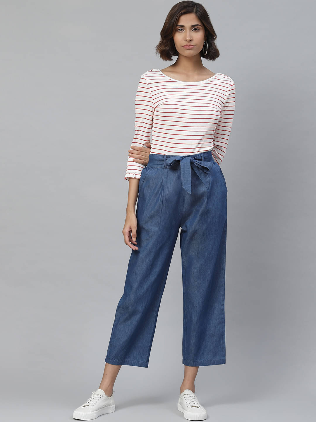     			Yash Gallery Pack of 1 Denim Regular Women's Casual Pants ( Blue )