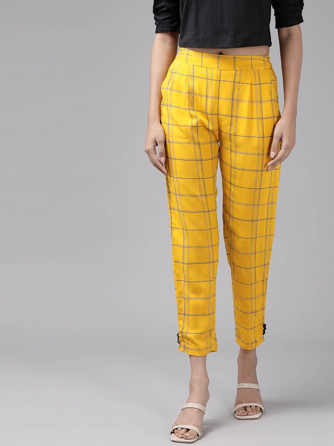    			Yash Gallery Pack of 1 Rayon Regular Women's Casual Pants ( Yellow )