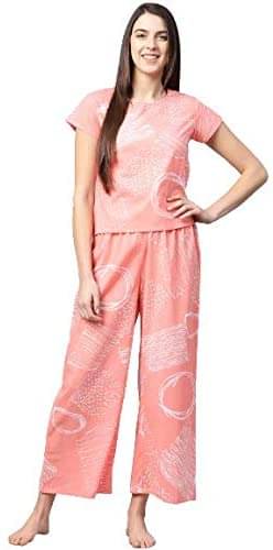     			Yash Gallery Pink Cotton Women's Nightwear Regular Night Dress ( Pack of 1 )