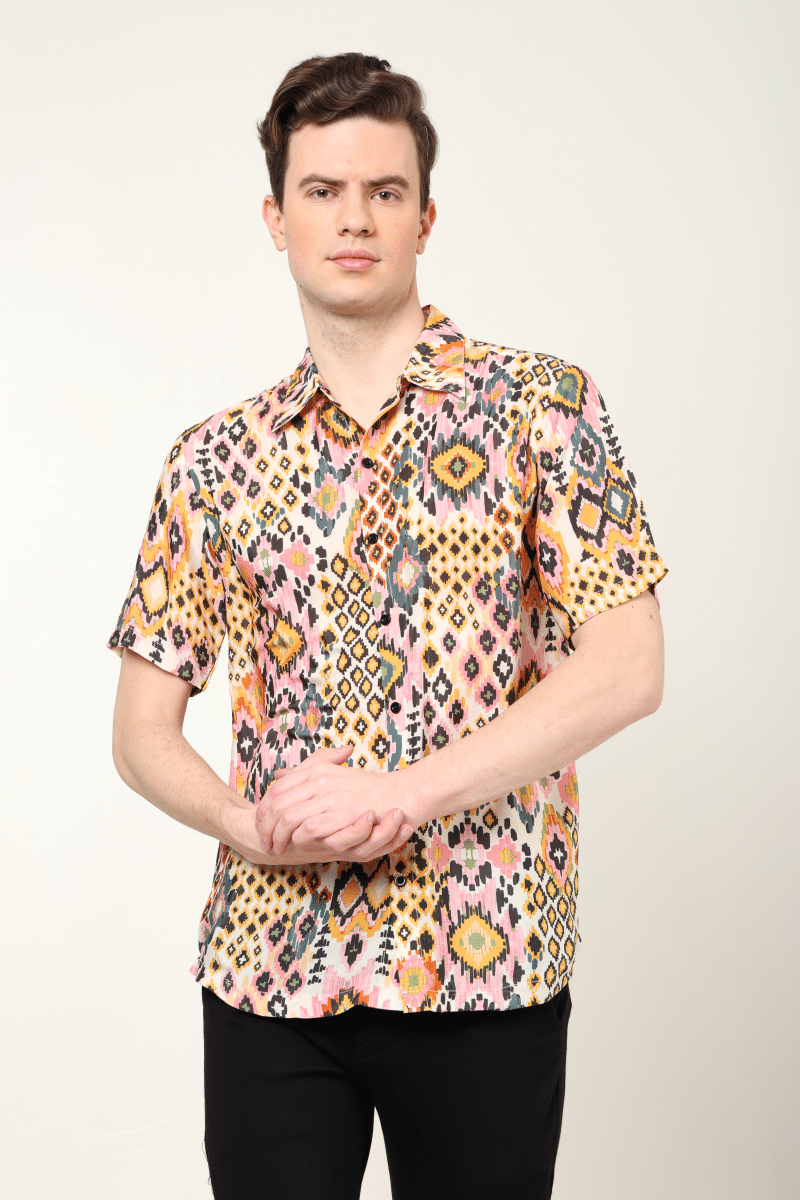Yash Gallery Polyester Regular Fit Printed Half Sleeves Men's Casual Shirt - Multi ( Pack of 1 ) Yash Gallery Polyester Regular Fit Printed Half Sleeves Men's Casual Shirt - Multi ( Pack of 1 )