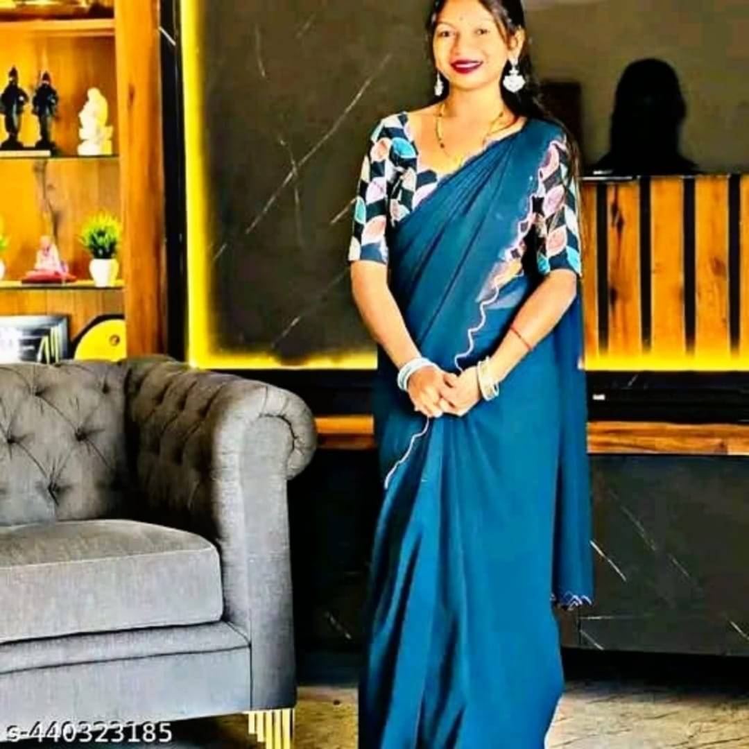 mahalaxmi fab Chiffon Solid Saree With Unstitched Blouse Piece ( Blue ) mahalaxmi fab Chiffon Solid Saree With Unstitched Blouse Piece ( Blue )