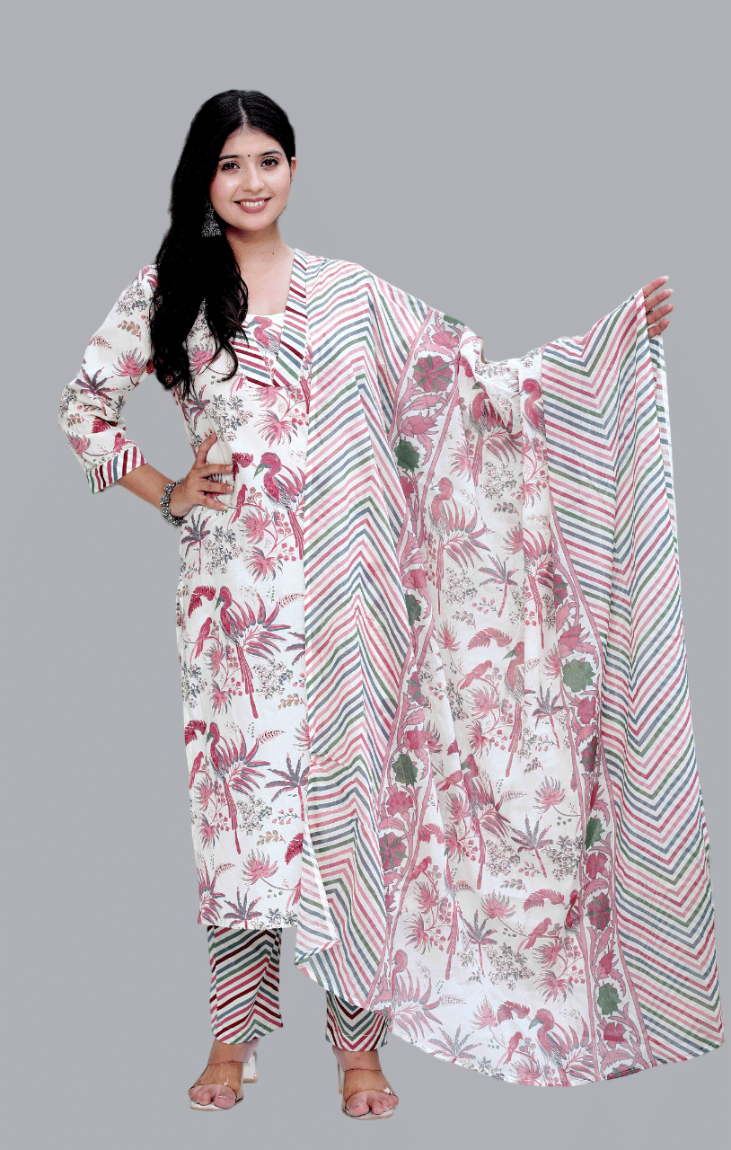 miravan Cotton Printed Kurti With Palazzo Women's Stitched Salwar Suit - Pink ( Pack of 1 ) miravan Cotton Printed Kurti With Palazzo Women's Stitched Salwar Suit - Pink ( Pack of 1 )