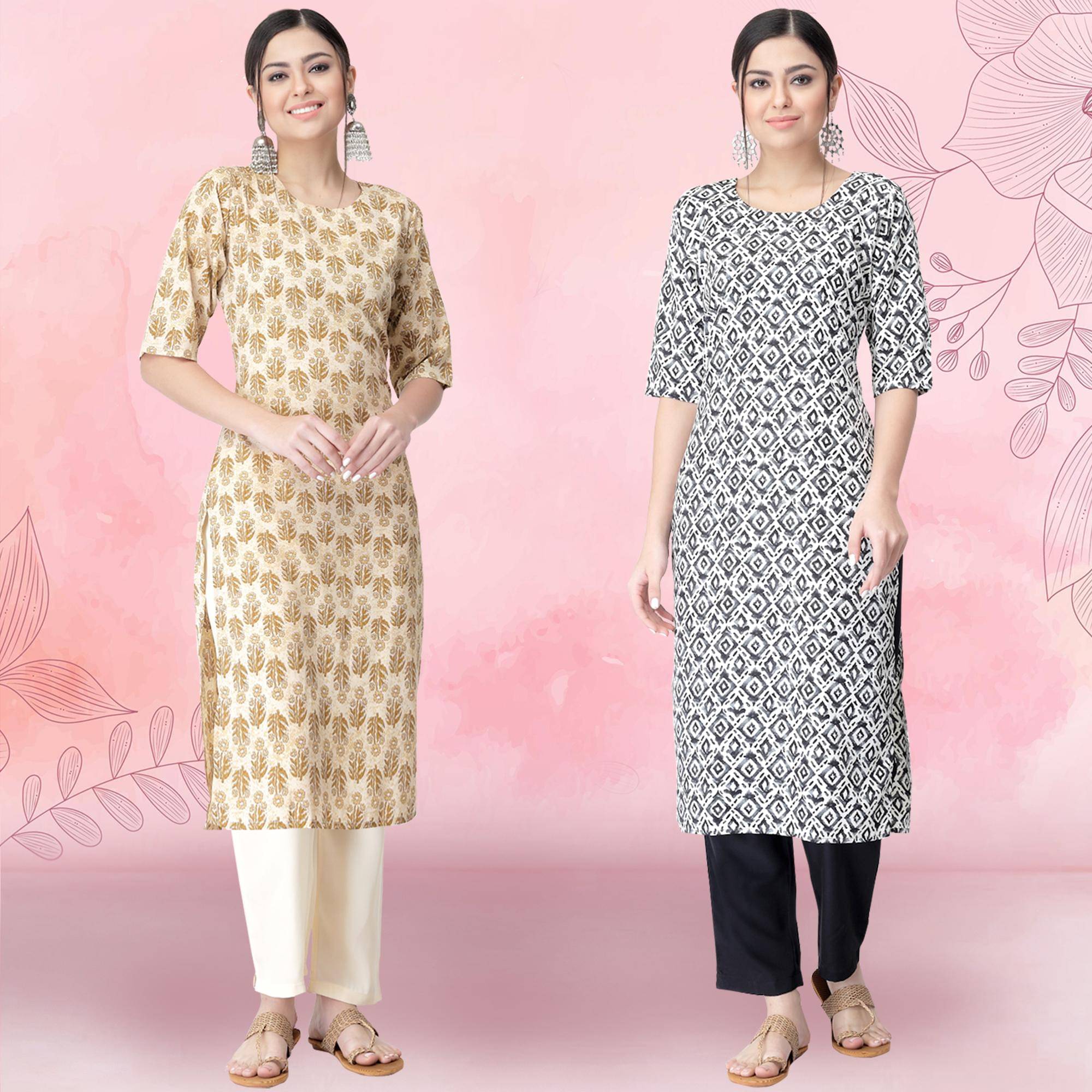 Ethnicbasket Crepe Printed Kurti With Pants Women's Stitched Salwar Suit - Black ( Pack of 2 ) Ethnicbasket Crepe Printed Kurti With Pants Women's Stitched Salwar Suit - Black ( Pack of 2 )