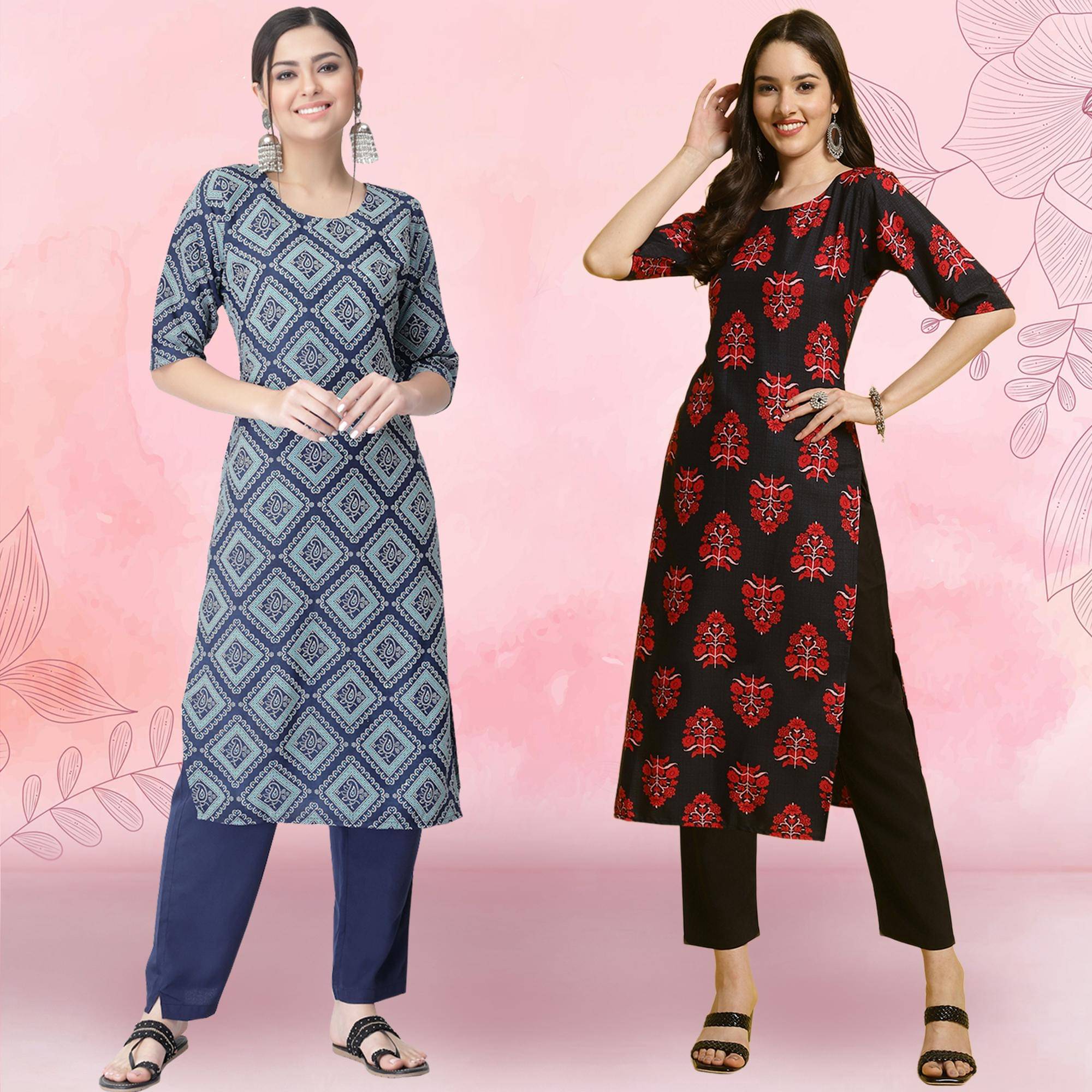 Ethnicbasket Crepe Printed Kurti With Pants Women's Stitched Salwar Suit - Black ( Pack of 2 ) Ethnicbasket Crepe Printed Kurti With Pants Women's Stitched Salwar Suit - Black ( Pack of 2 )