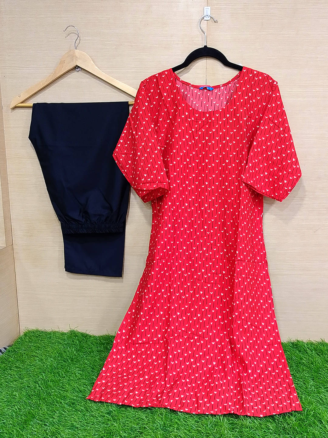 Ethnicbasket Crepe Printed Kurti With Pants Women's Stitched Salwar Suit - Red ( Pack of 1 ) Ethnicbasket Crepe Printed Kurti With Pants Women's Stitched Salwar Suit - Red ( Pack of 1 )