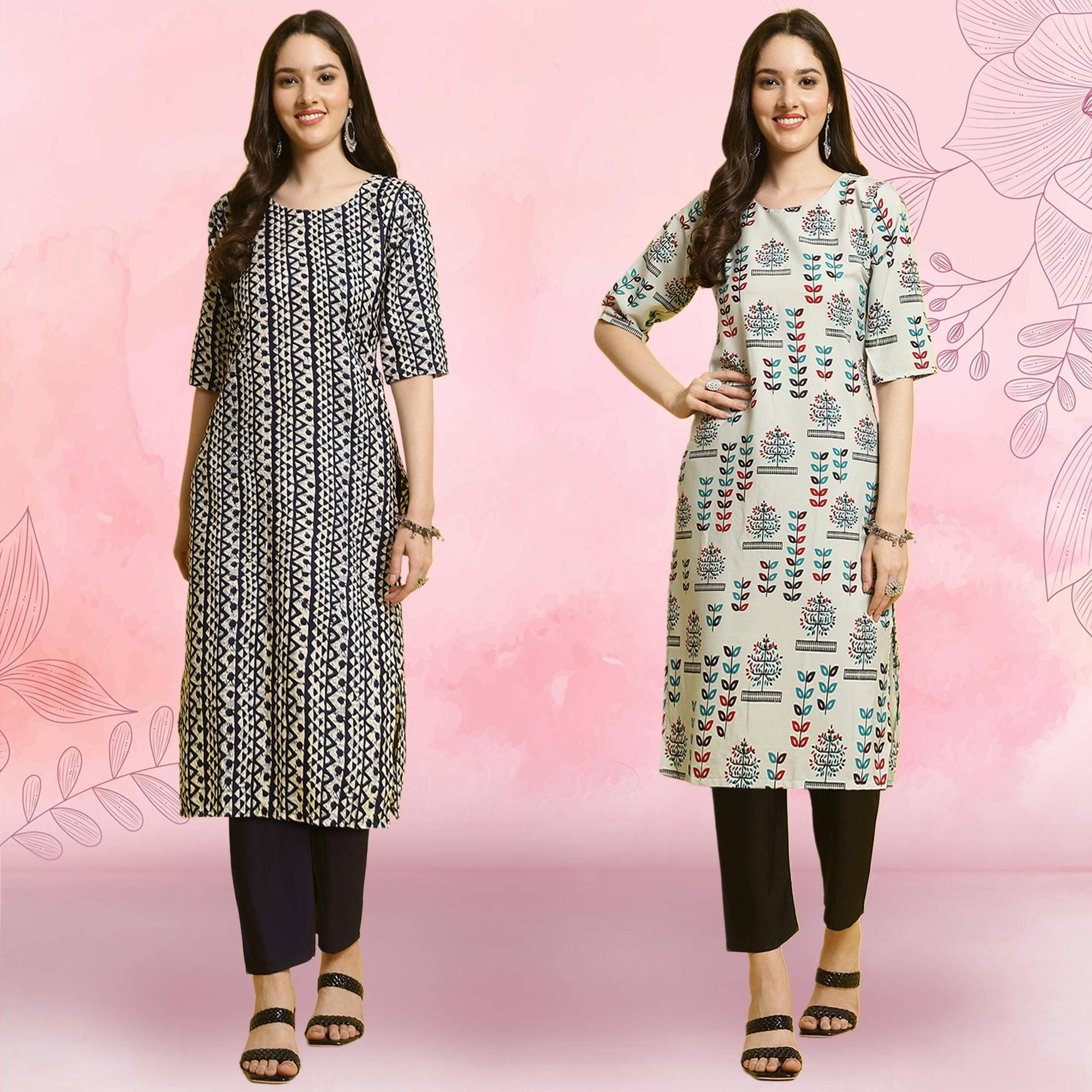 Ethnicbasket Crepe Printed Kurti With Pants Women's Stitched Salwar Suit - Grey ( Pack of 2 ) Ethnicbasket Crepe Printed Kurti With Pants Women's Stitched Salwar Suit - Grey ( Pack of 2 )
