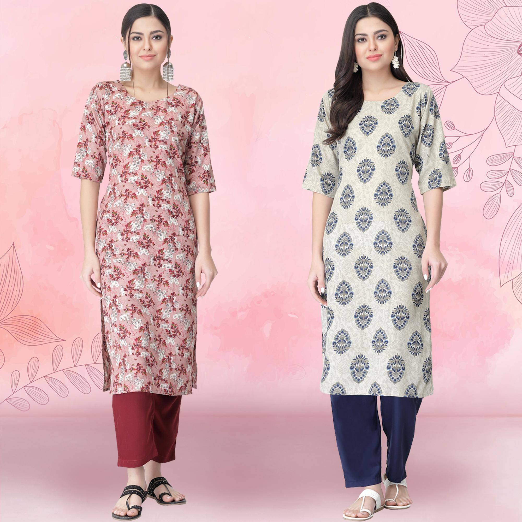 Ethnicbasket Crepe Printed Kurti With Pants Women's Stitched Salwar Suit - Grey ( Pack of 2 ) Ethnicbasket Crepe Printed Kurti With Pants Women's Stitched Salwar Suit - Grey ( Pack of 2 )