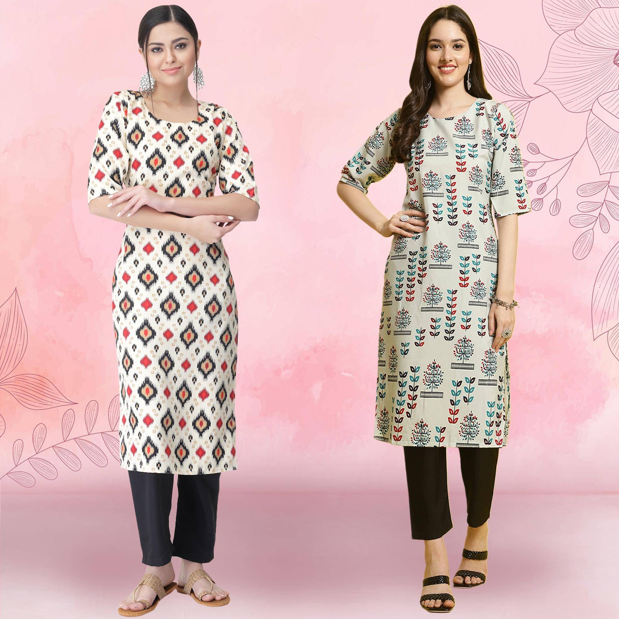 Ethnicbasket Crepe Printed Kurti With Pants Women's Stitched Salwar Suit - Grey ( Pack of 2 ) Ethnicbasket Crepe Printed Kurti With Pants Women's Stitched Salwar Suit - Grey ( Pack of 2 )