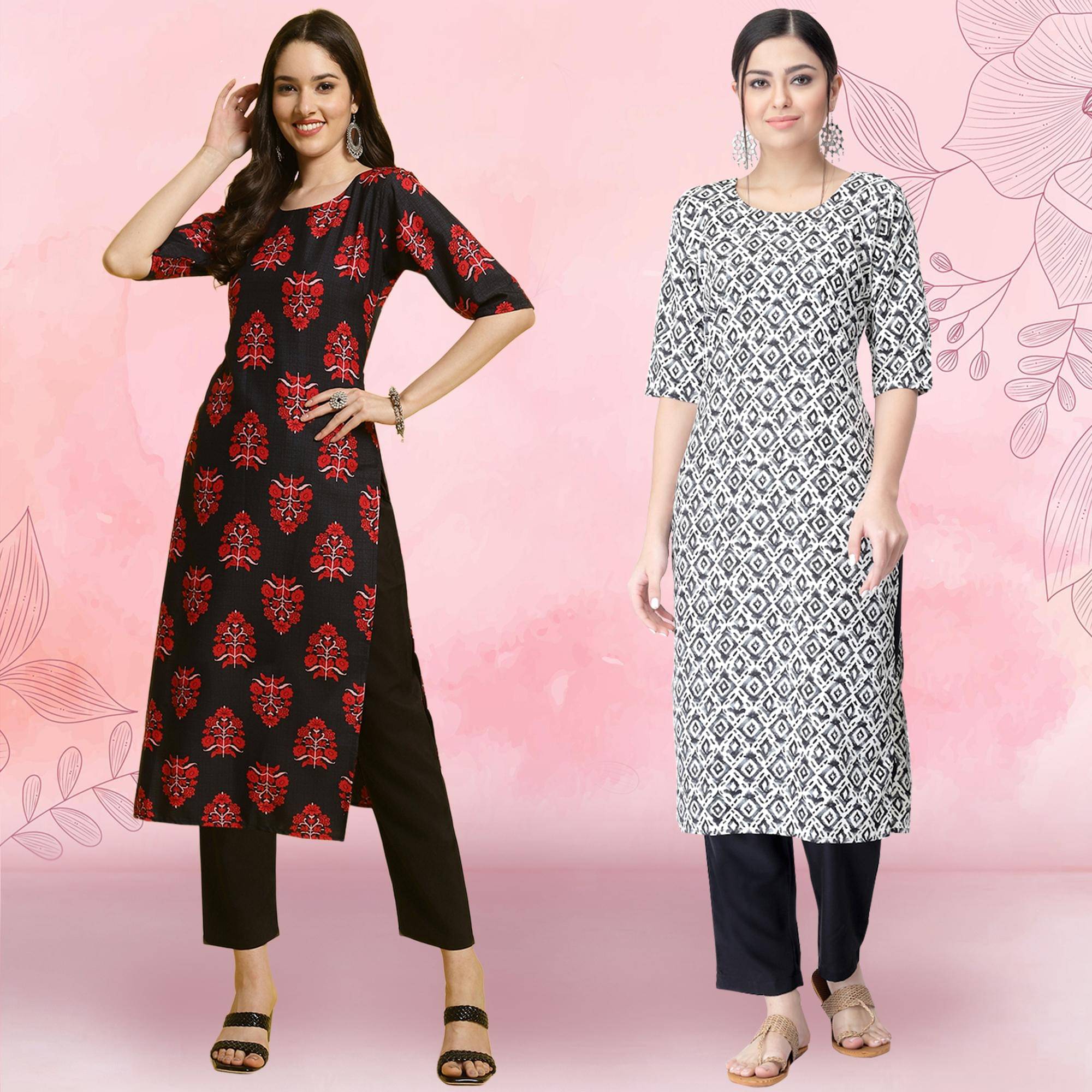 Ethnicbasket Crepe Printed Kurti With Pants Women's Stitched Salwar Suit - Black ( Pack of 2 ) Ethnicbasket Crepe Printed Kurti With Pants Women's Stitched Salwar Suit - Black ( Pack of 2 )