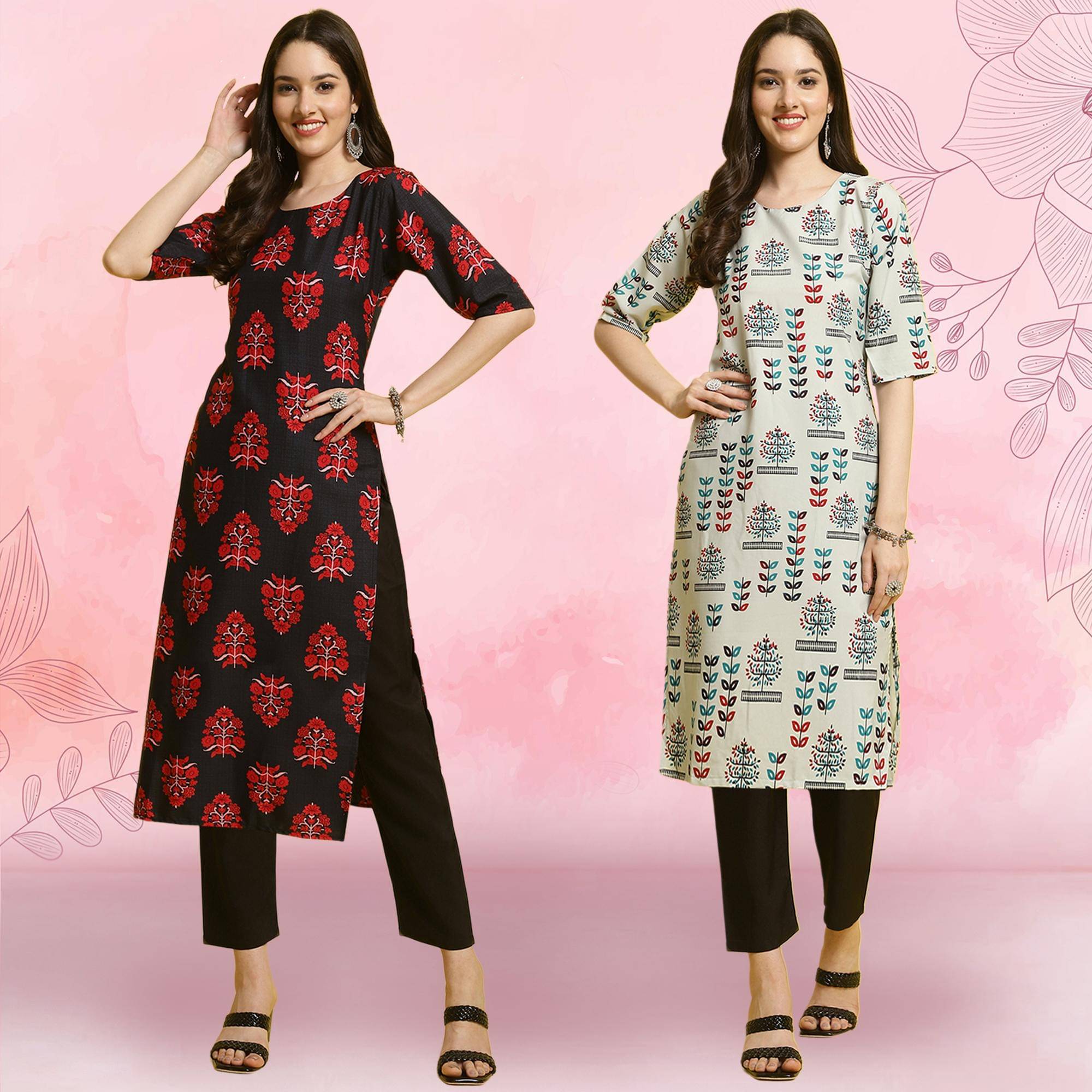 Ethnicbasket Crepe Printed Kurti With Pants Women's Stitched Salwar Suit - Grey ( Pack of 2 ) Ethnicbasket Crepe Printed Kurti With Pants Women's Stitched Salwar Suit - Grey ( Pack of 2 )