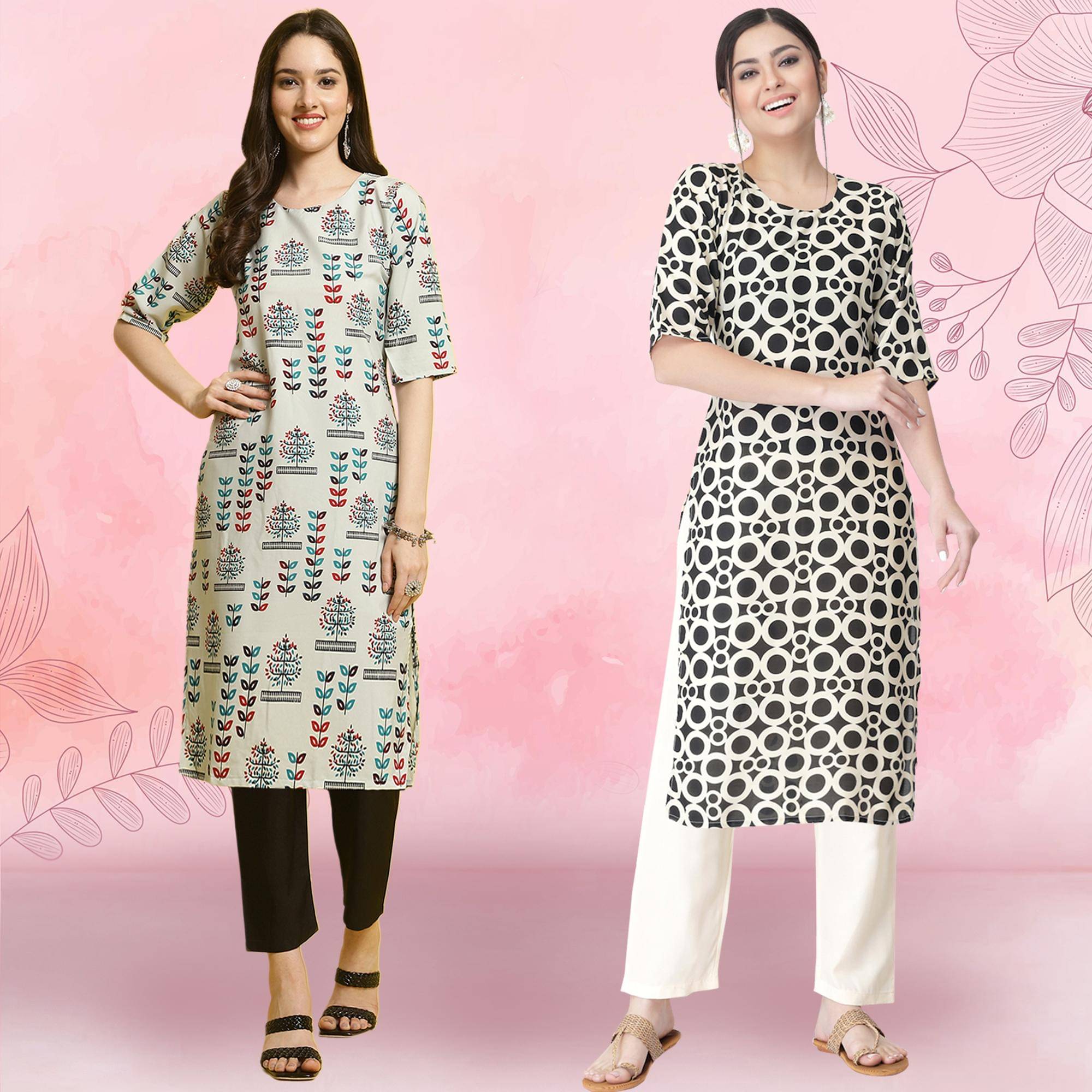 Ethnicbasket Crepe Printed Kurti With Pants Women's Stitched Salwar Suit - Black ( Pack of 2 ) Ethnicbasket Crepe Printed Kurti With Pants Women's Stitched Salwar Suit - Black ( Pack of 2 )