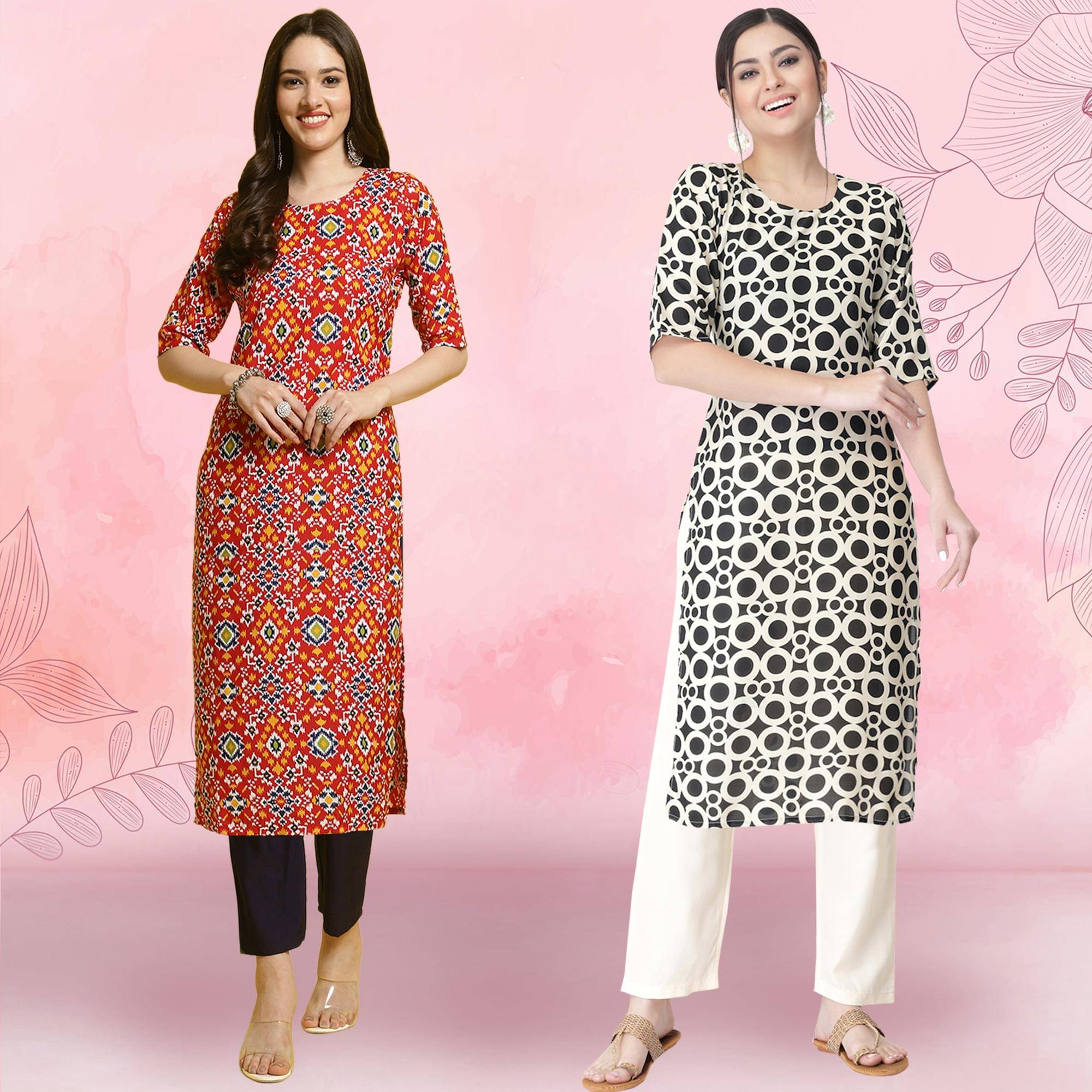 Ethnicbasket Crepe Printed Kurti With Pants Women's Stitched Salwar Suit - Black ( Pack of 2 ) Ethnicbasket Crepe Printed Kurti With Pants Women's Stitched Salwar Suit - Black ( Pack of 2 )